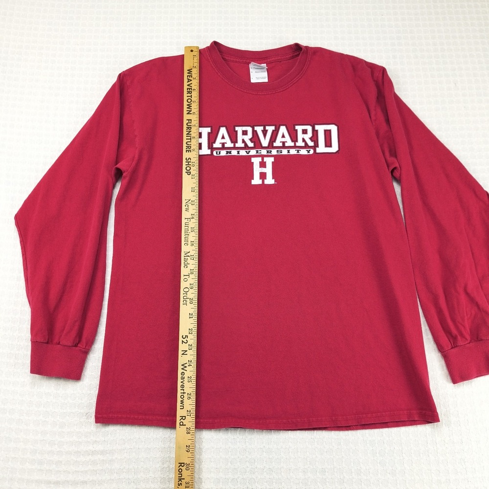 Gildan Harvard University Long Sleeve T-Shirt Men's L 42" Slim Maroon Collegiate - Picture 7 of 7